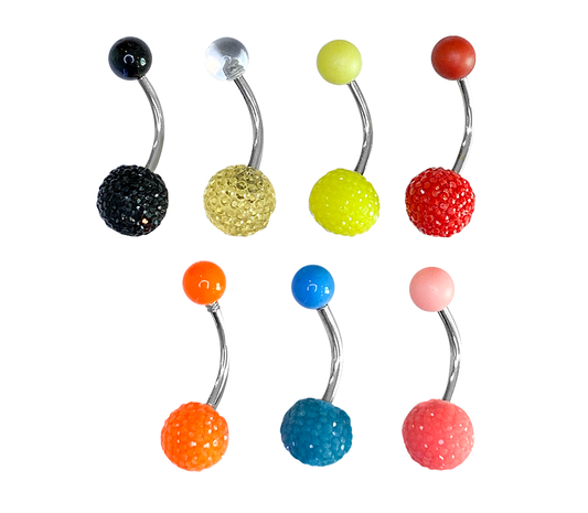 Belly rings pack of 7 surgical steel colorful acrylic balls