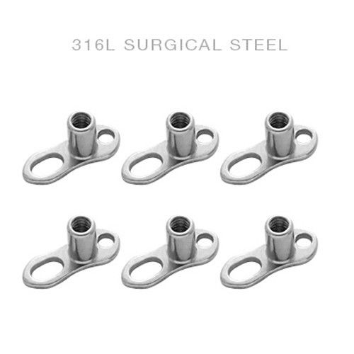 6 pc. 316L Surgical Steel Dermal Anchor Base