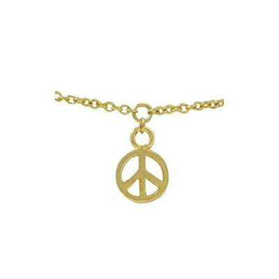 Non piercing Belly Chain ion plated gold peace sign size Small adjustable