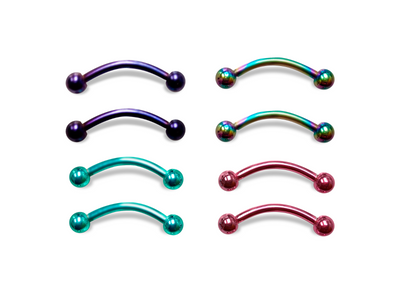 CURVED BARBELLS SURGICAL STEEL ION PLATED SNAKE EYE PIERCING AND MORE 14 GAUGE 9/16" 14 MM PACK OF 8