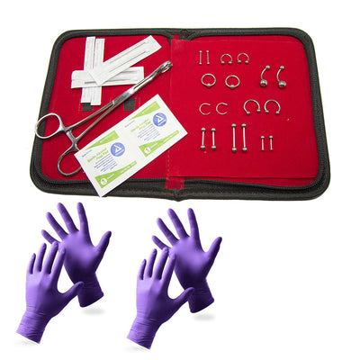 Traveling Piercing Kit 14ga/16ga/18ga Included with Leatherette Case - 30 Pieces