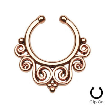 Non-Piercing Septum Nose Hanger with Tribal Swirls adjustable size