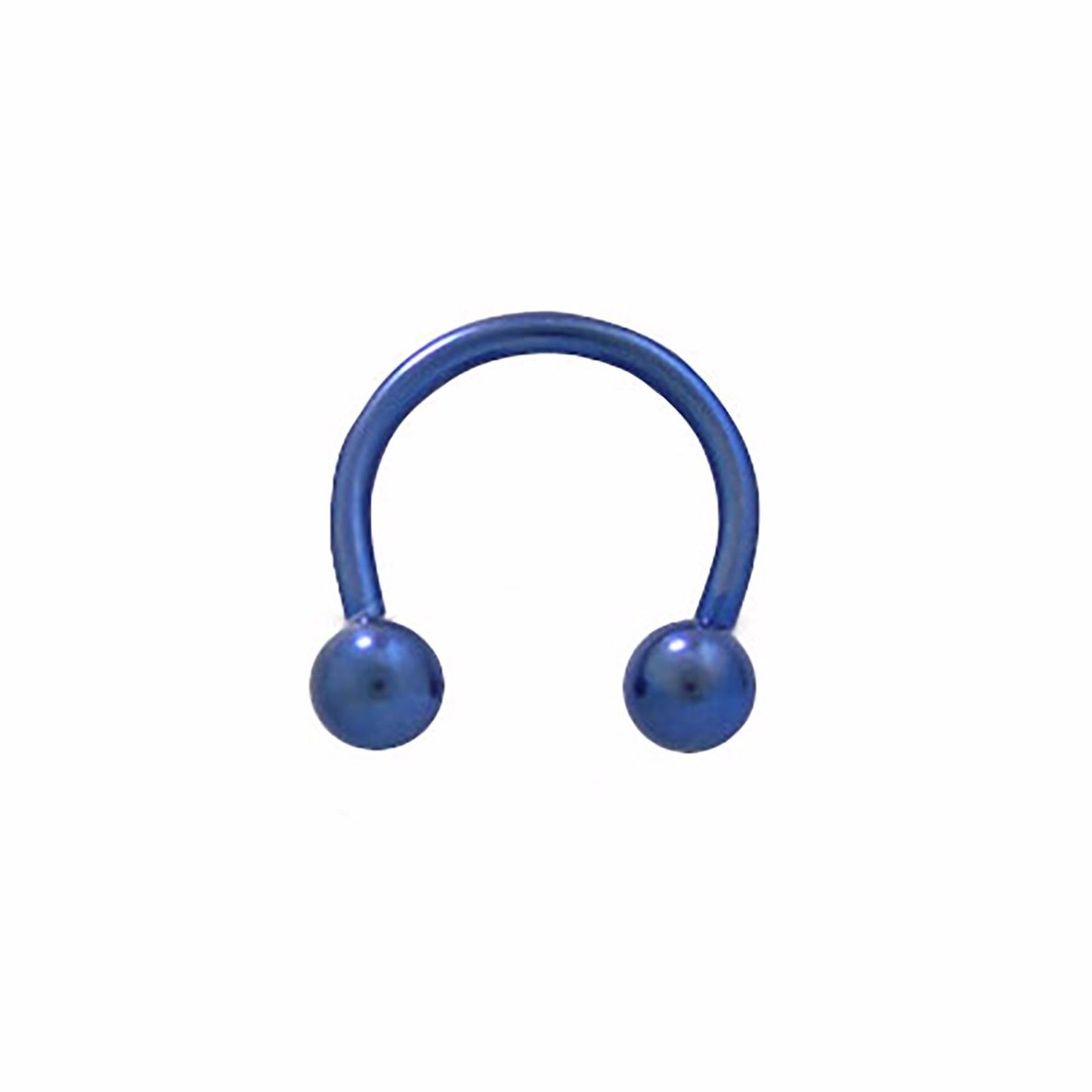 Dark Blue 14G Titanium Horseshoe Circular Barbell Ring with 5mm Ball Ends