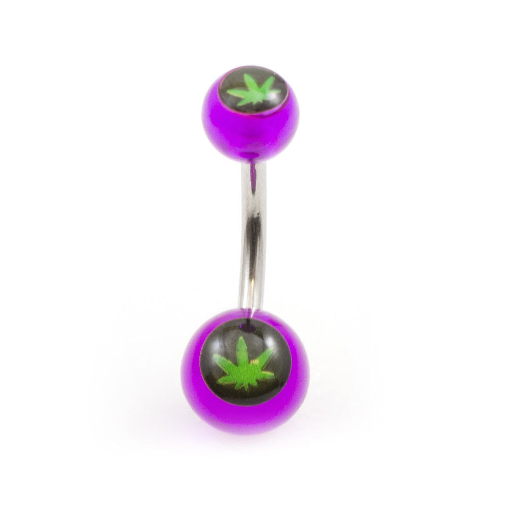 Belly Button Ring Package of 5 with Pot leaf design 14g