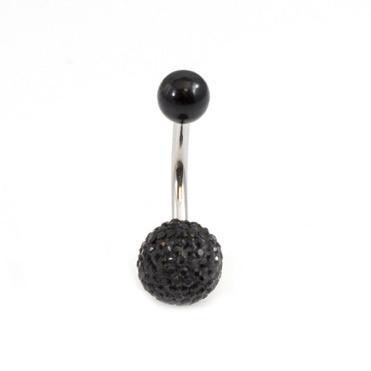 Belly Button Ring with Acrylic Textured Designed Balls 14ga 3/8 inches 10mm