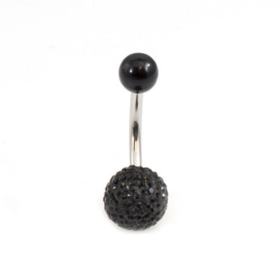 Belly Button Ring with Acrylic Textured Designed Balls 14ga 3/8 inches 10mm