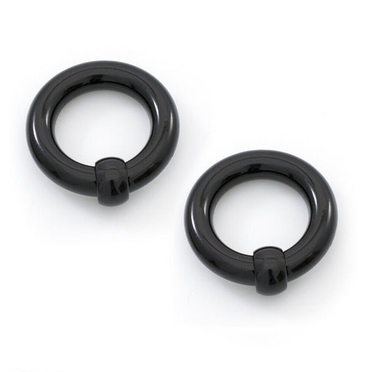 Pair of Captive Rings made of Black Acrylic 4g