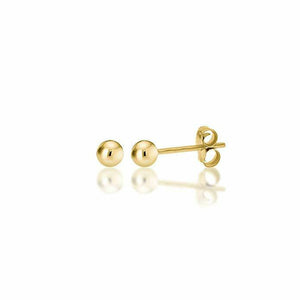 14k Solid Yellow Gold Hollow Ball Stud Earrings- Sold as a Pair 20ga