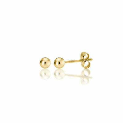 14k Solid Yellow Gold Hollow Ball Stud Earrings- Sold as a Pair 20ga
