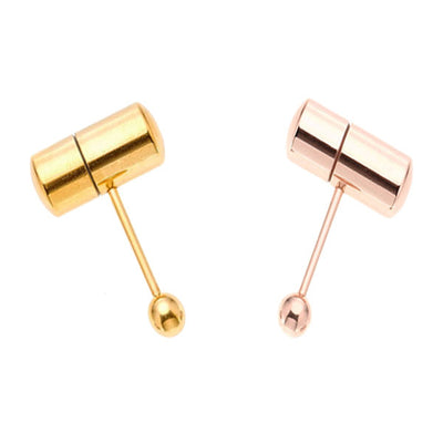 Ion-Plated 14ga Vibrating Tongue Ring Gold/Rose Gold 1Pair