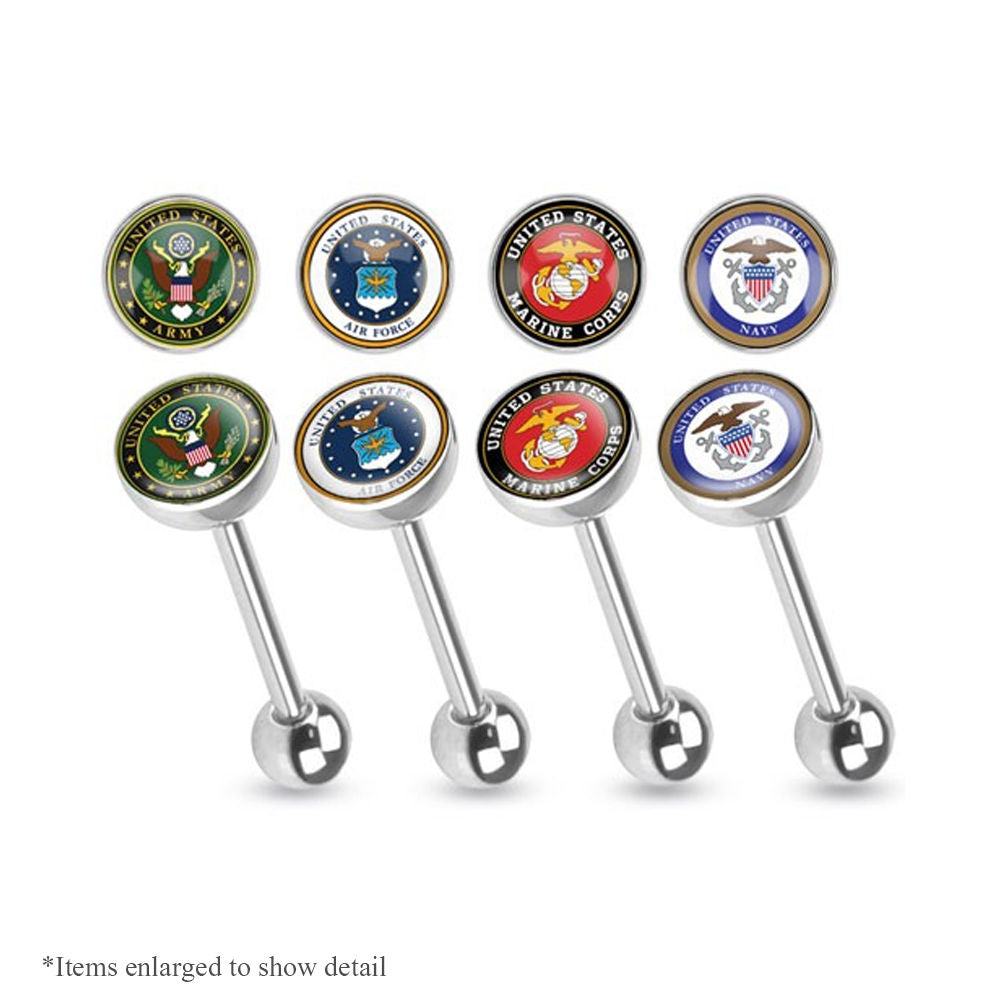 U.S. Armed Forces Logo Tongue Piercing Barbell