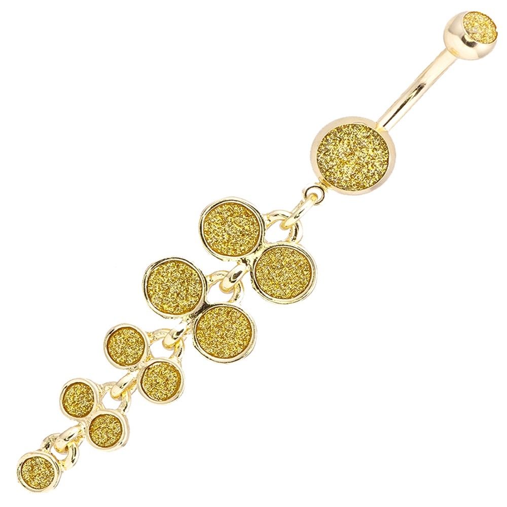 Belly Button Ring Bubbles Dangle-Style with Gold Sugar Dust Design 14g 3/8
