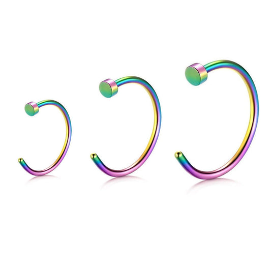 Nose Hoop Ring Stud 3Pcs Multi-Color Nose Piercing 20G 18G