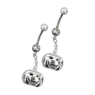 Belly Bottom Ring Surgical steel Dangle Pumpkin design 14 Gauge