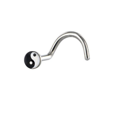 Nose Ring Stud Screw Yin Yang Logo 18G or 20G