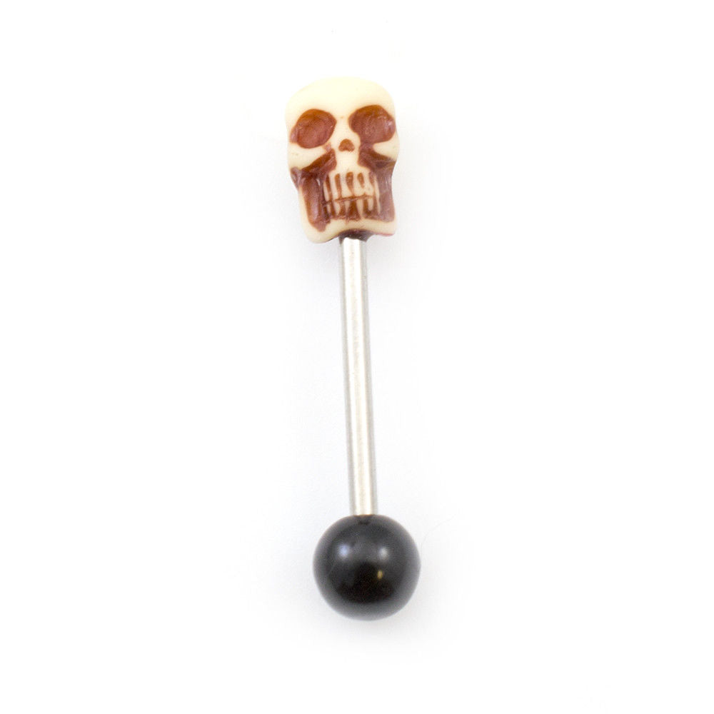 Tongue Barbell with Skeleton or Zombie Design 14g