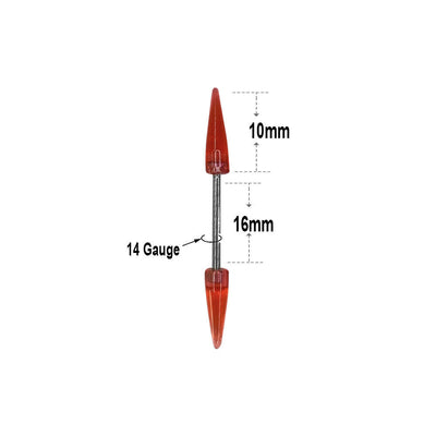 Straight Barbells 14G 16mm with 10mm acrylic spike fit most piercings 6 Pack