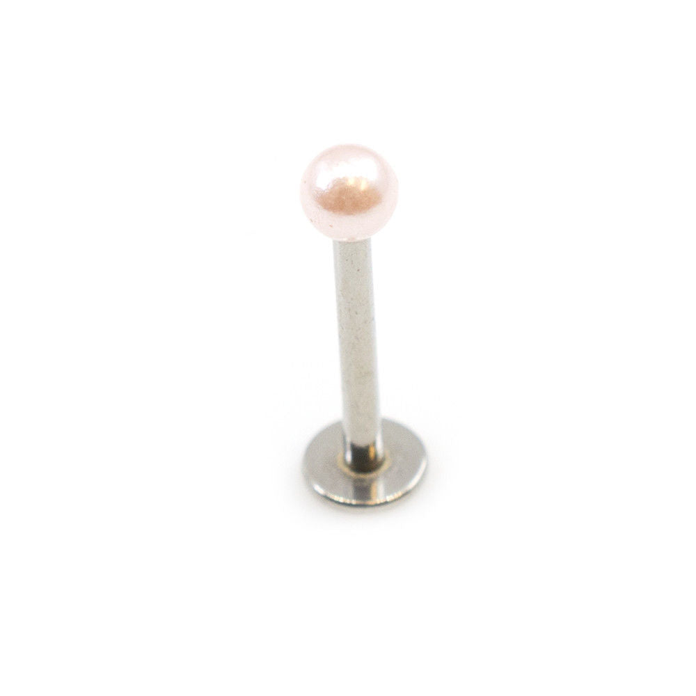 Labret Jewelry with Faux Synthetic Pearl 16g
