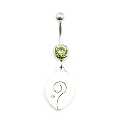 Belly Button Ring with Spiral and Cubic Zirconia Stone 14g