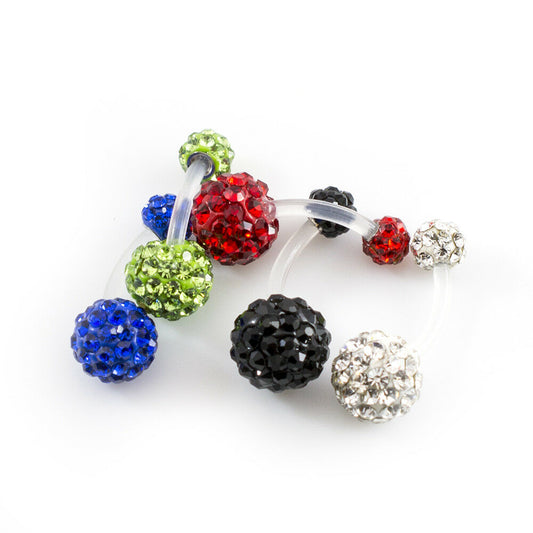 Pack of 5 Belly Button Ring with Bioflex Shaft and Ferido Ball  14g