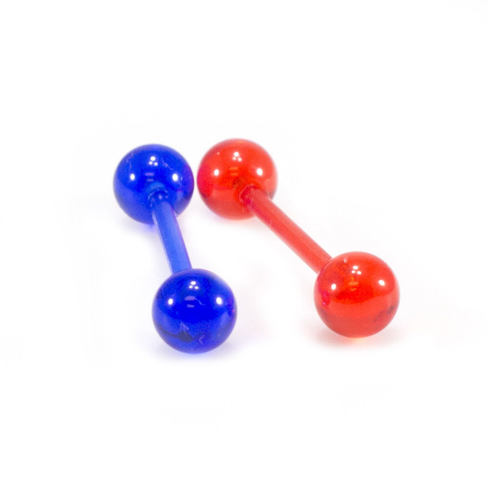 Package of Two Tongue Barbell, Tongue Ring with Unique Designed Ball 14G