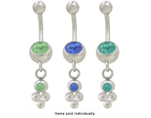 Surgical Steel Dangling Design Belly Rings with Jewels