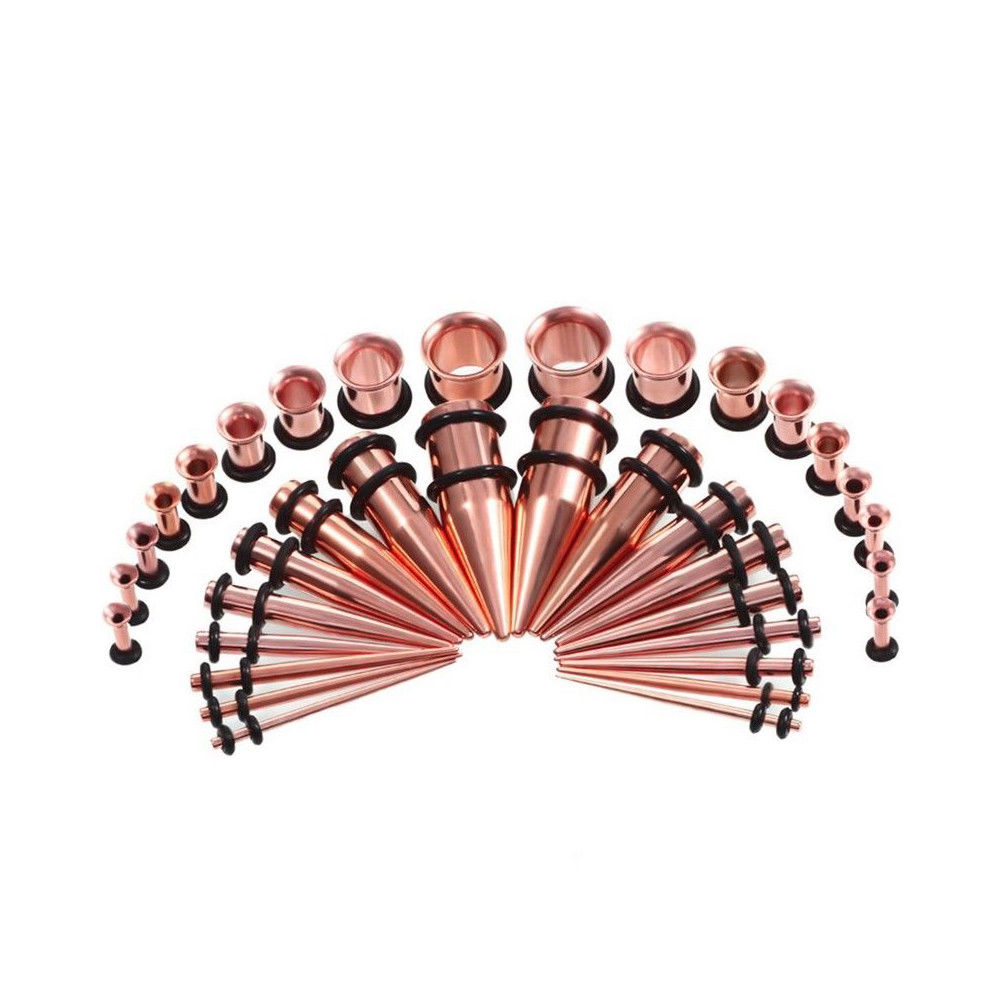 Ear Stretching Kit 36 Pieces Rose Gold Plated Tapers & Tunnel Plugs 14G - 00G