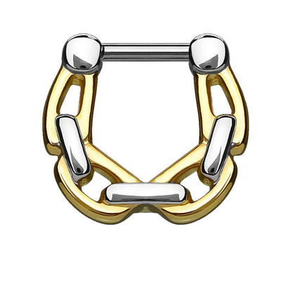 All Surgical Steel Septum/Cartilage Clickers with Linked Chain 14G - 16G