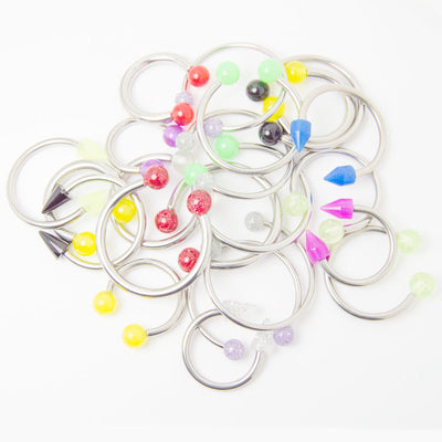 20 Horseshoe Circular Barbells - Glitter, Acrylic, UV Glow - Assorted GA/Lengths