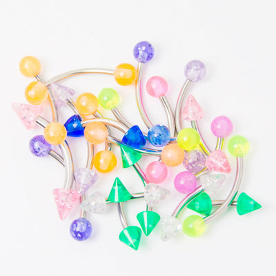 Eyebrow Ring Piercing 20pc 16G Curved Barbell Rings Random Colors & Lengths