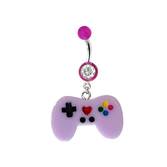 Belly Navel Ring Dangle Acrylic Game Controller Charm Surgical Steel 14 Gauge