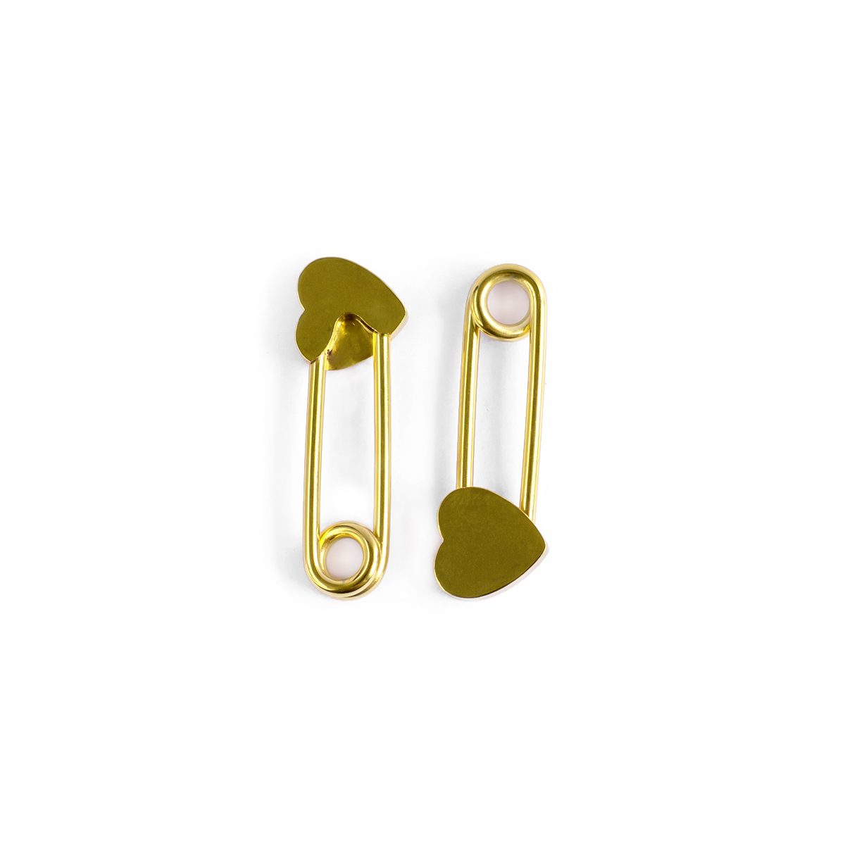 Nipple rings safety pin with heart design Ion plated Gold 14G 14mm Sold As pair