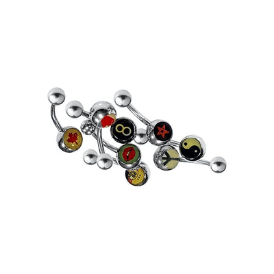 8 Belly Bottom rings 14G Logo design mix words and signs Stainless Steel