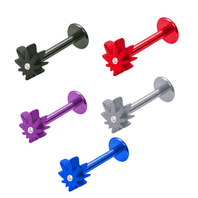 MARIJUANA TITANIUM LABRETS W/ CZ