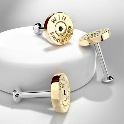 Internally Threaded Labret Ear Cartilage Stud with Bullet Back Casing Design Sur