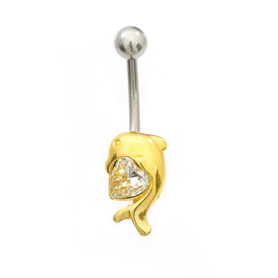 Belly Button Ring Pack of 3 with Dolphin Design 14g