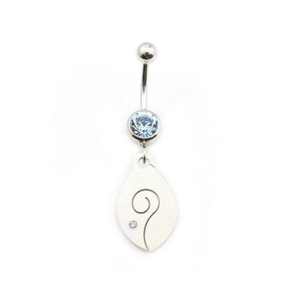 Belly Button Ring with Spiral and Cubic Zirconia Stone 14g