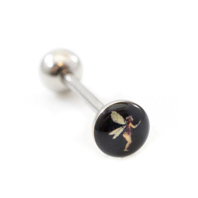Tongue Barbell with Cute Fairy design 14g Surgical Steel