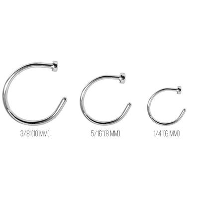 3 Nose Piercing Hoops Surgical Steel - 18G or 20G Available