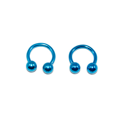 Pair of 14G Anodized Horseshoe Circular Barbell Surgical Steel - 6 Color Options