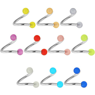 Twister Piercing rings Pack of 10 Glow in the dark balls 14G 1/2"