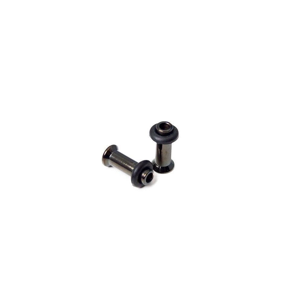 Black I.P. Surgical Steel Ear Plug Tunnel 8 Gauge with O-Ring - Sold as a Pair