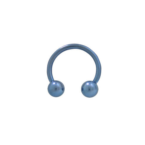 Blue Titanium 14G Circular Barbell Horseshoe with 6mm Ball Beads