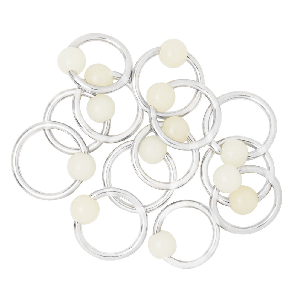 Package of 13 Captive Bead Rings 14G with Glow in the Dark Acrylic End