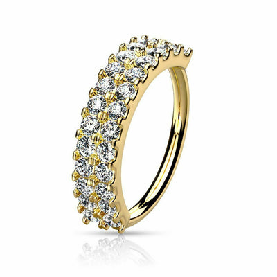 Bendable Nose and Ear Hoop Double Lined CZ Half Circle 20ga- Sold Each