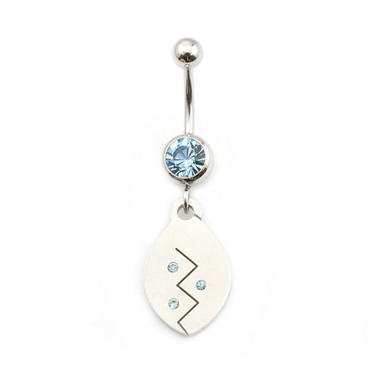 Belly Button Ring with Drop Dangle and Cubic Zirconia Stone 14g