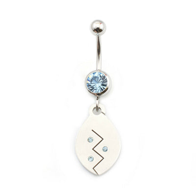 Belly Button Ring with Drop Dangle and Cubic Zirconia Stone 14g