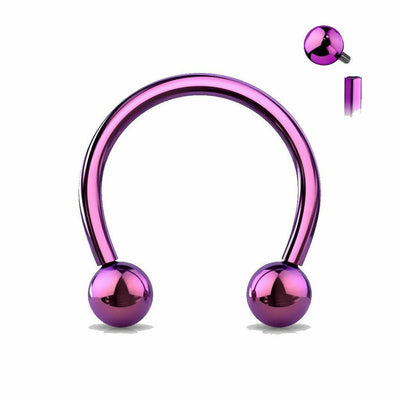 Internally Threaded Implant Grade 23 Solid Titanium Horseshoe 16ga 5/16-8mm