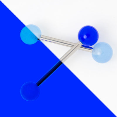 Glow Nipple Tongue Barbell 2 Pack - 14ga 316L Steel Barbell UV Glow in the Dark