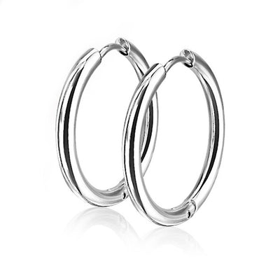 Pair of Hoop Earrings Hinge Action Seamless 316L Stainless Steel